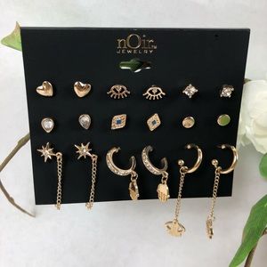 nOir Jewelry Women’s Fashionable 9pairs Earrings